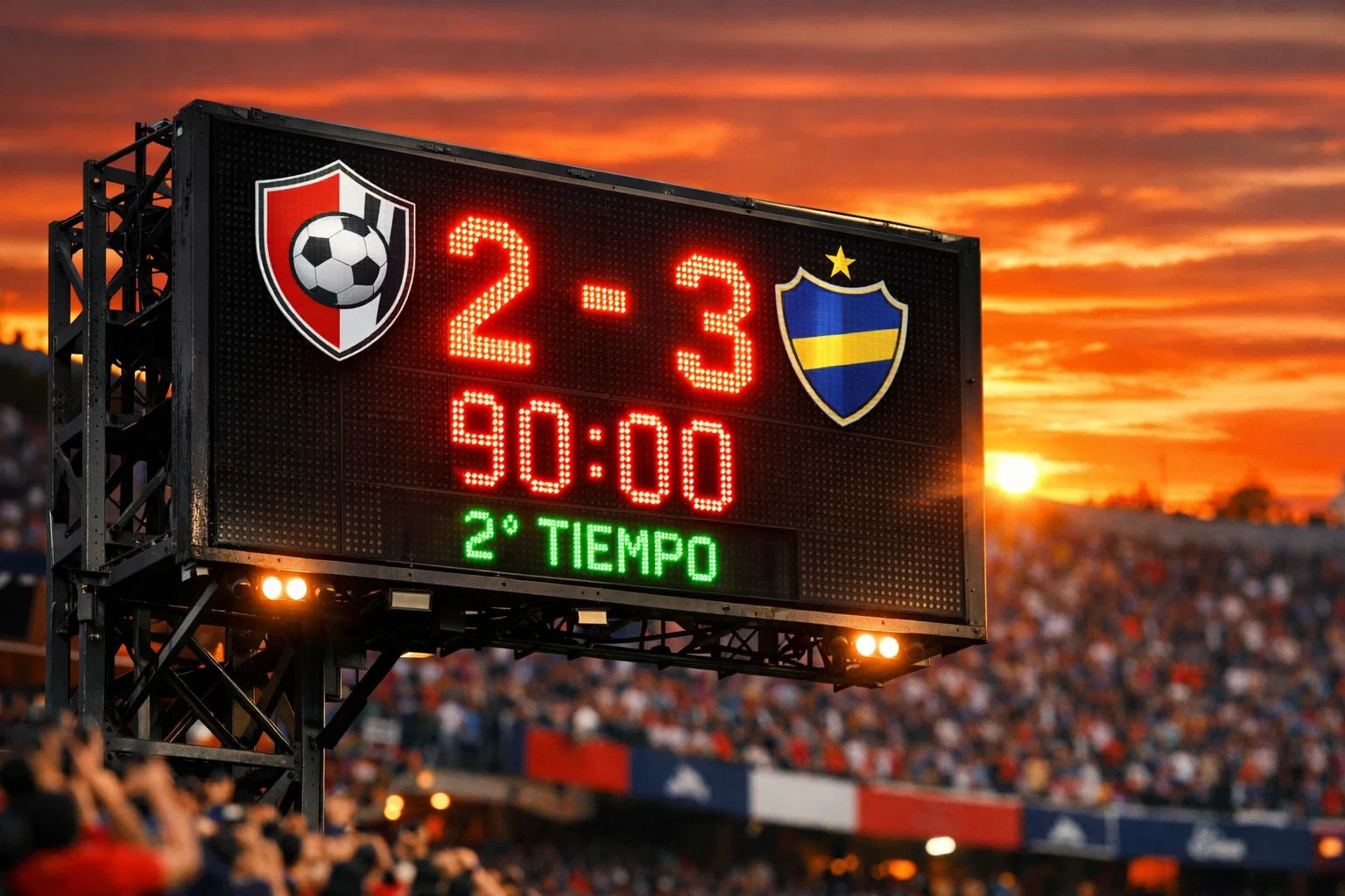 Marcador de fútbol mostrando goles